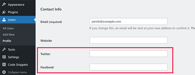 Nuevos campos de perfil Nuevos campos de perfil