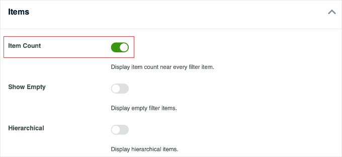 Enabling Item Count in WPFilters