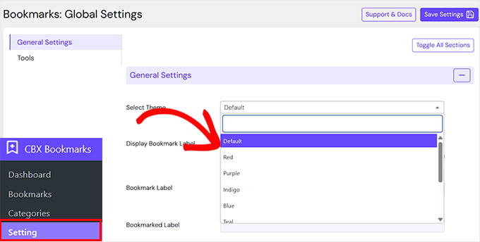 Choose a theme for your bookmark button