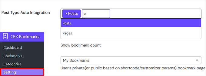 Configure post type auto integration