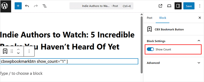 Hide the bookmark count