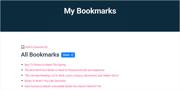 Preview of My Bookmarked Posts block