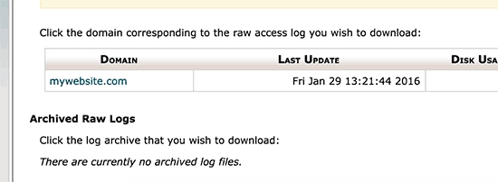 Download access log file Download access log file