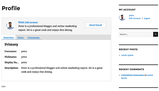 Author profile page Author profile page