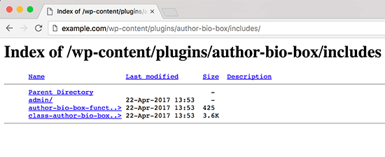 Desativar navegação em diretórios