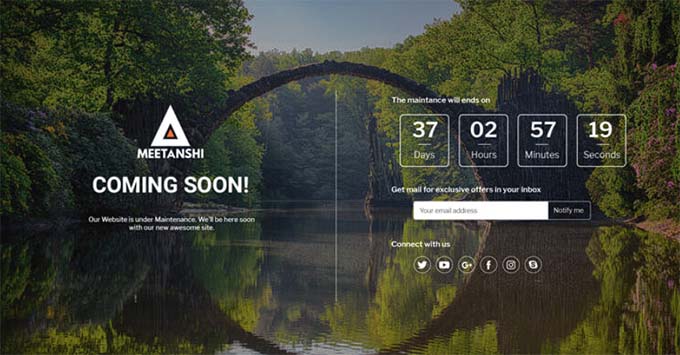Pagina di manutenzione di Meetanshi
