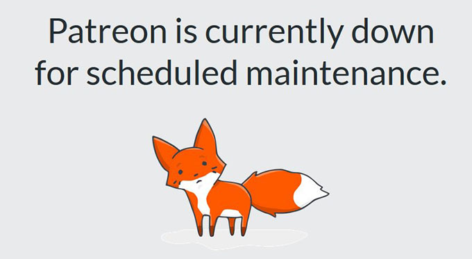 Pagina di manutenzione di Patreon