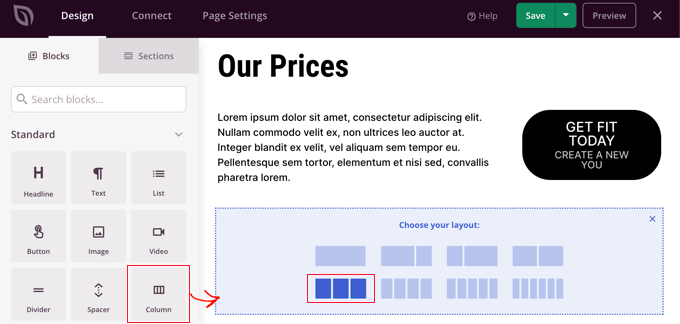 Start by Adding a Column Block to Your Landing Page Start by Adding a Column Block to Your Landing Page
