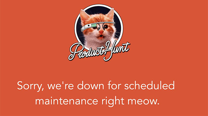 pagina di manutenzione di product hunt