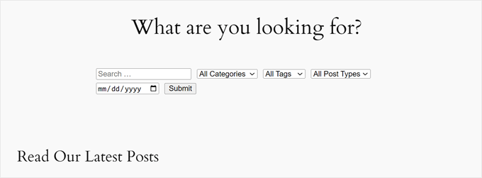 Such- und Filterformular mit Datumsfiltern