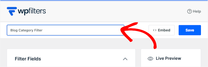 Naming the WPFilters element Naming the WPFilters element
