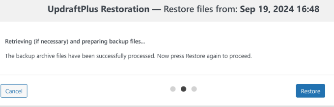 Click the restore button Click the restore button