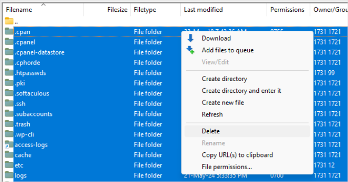 Delete WordPress files Delete WordPress files