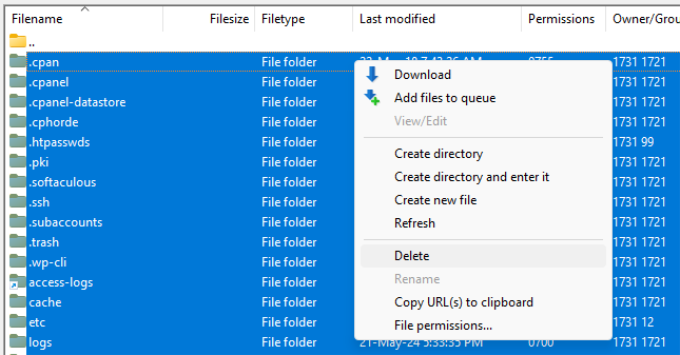 Delete old WordPress files Delete WordPress files