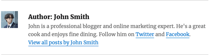 Preview of Author Bio with Twitter and Facebook Links Preview of Author Bio with Twitter and Facebook Links