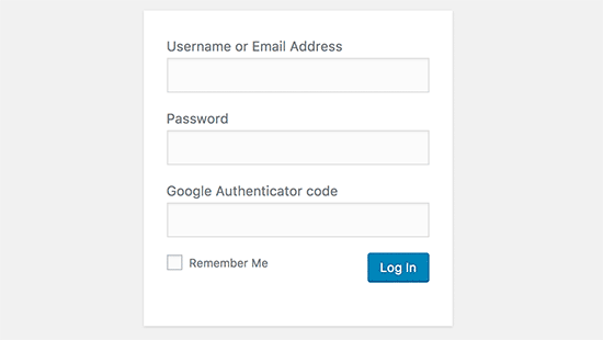 WordPress login screen with Google Authenticator enabled WordPress login screen with Google Authenticator enabled