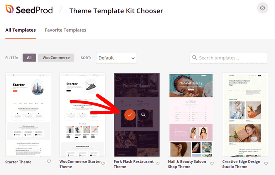 Choose a SeedProd theme kit Choose a SeedProd theme kit