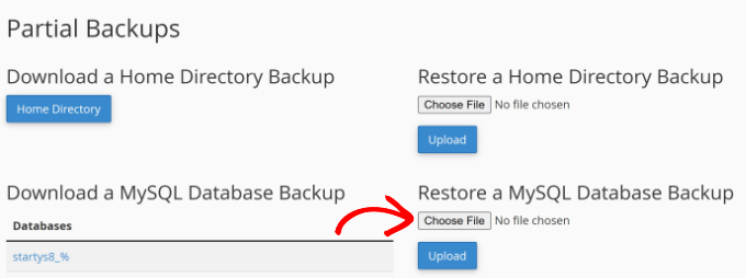 Restore database using cPanel Restore a MySQL database backup