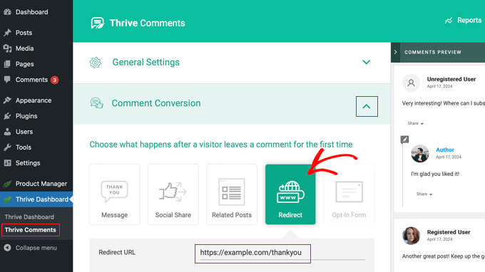 Redirecting Comments Using Thrive Comments Redirecting Comments Using Thrive Comments