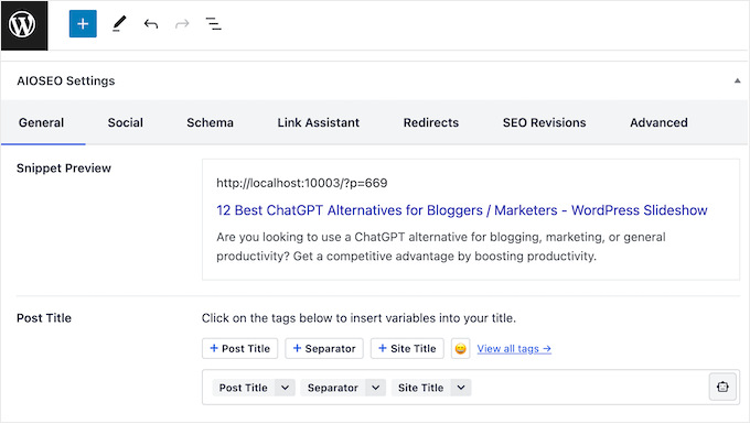 The All in One SEO (AIOSEO) WordPress plugin The All in One SEO (AIOSEO) WordPress plugin