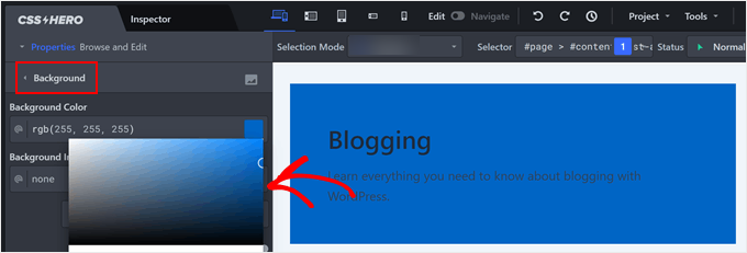 The Background settings in CSS Hero The Background settings in CSS Hero