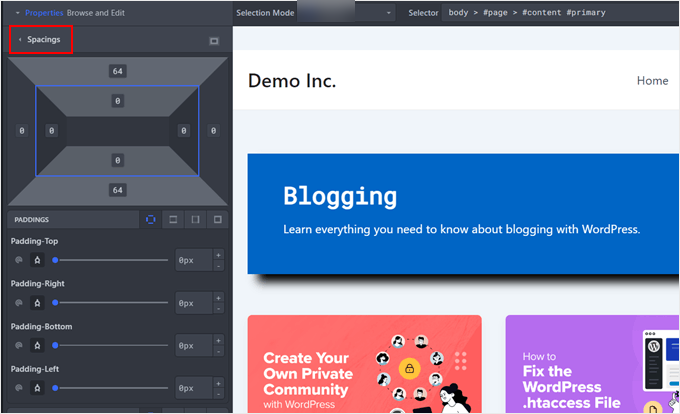 Adjusting a block's padding and margin in CSS Hero Adjusting a block's padding and margin in CSS Hero