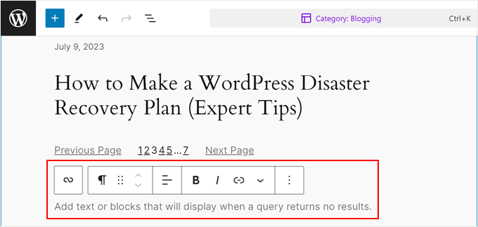 Adding text when there are no results in the category in FSE Adding text when there are no results in the category in FSE