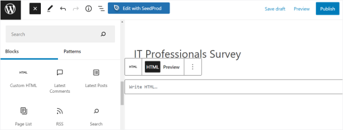 Add a custom HTML block Add a custom HTML block