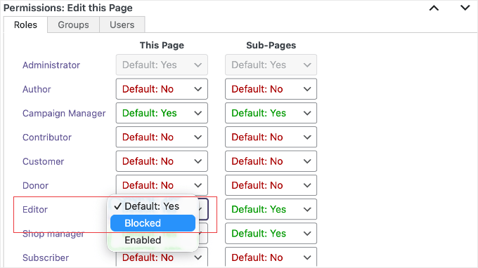 Blocage des éditeurs pour modifier une page à l'aide des autorisations PublishPress