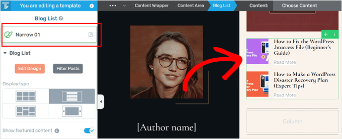 Choosing a category list design in Thrive Architect Choosing a category list design in Thrive Architect
