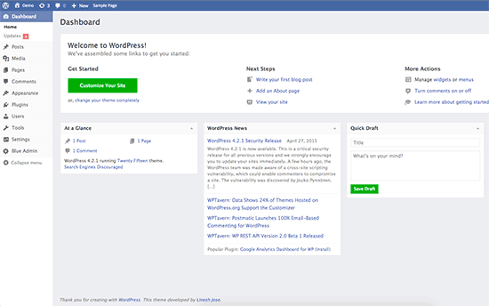 WordPress admin theme WordPress admin theme