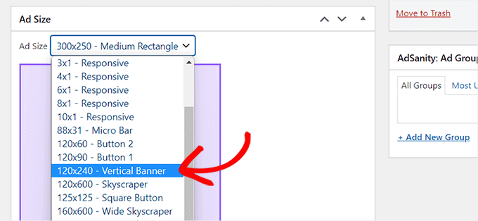 Choose an Ad size Choose an Ad size