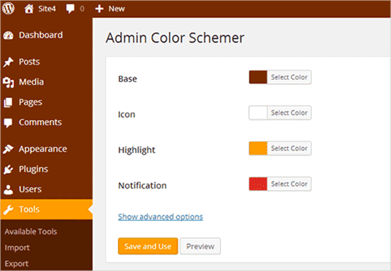 Admin color schemer Admin color schemer