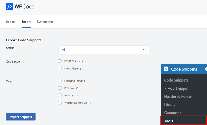 export-snippets-wpcode Export your custom code snippets