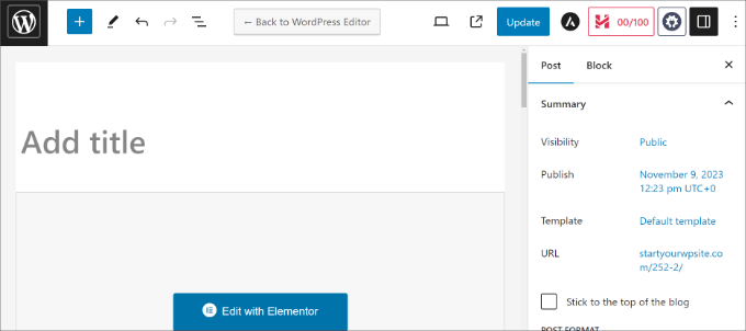 Update or publish page edited with Elementor Update or publish page edited with Elementor