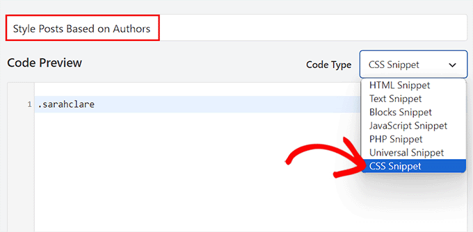 Add the author's name in the code preview box Add the author's name in the code preview box