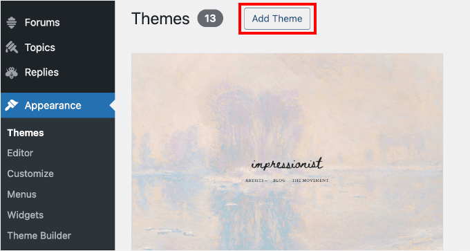 Add Theme button