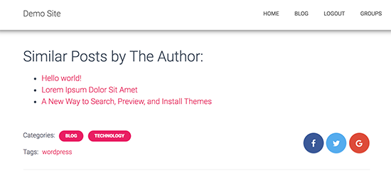 Postagens relacionadas do autor exibidas manualmente no WordPress