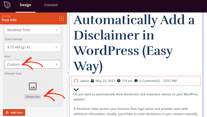 Choosing an icon from SeedProd's library Choosing an icon from SeedProd's library