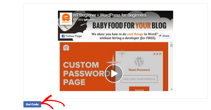Klicka på knappen hämta kod