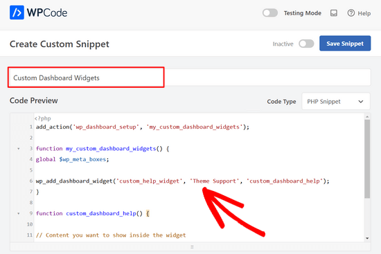 Add a title for your snippet and paste the code into the Code Preview box Add a title for your snippet and paste the code into the Code Preview box