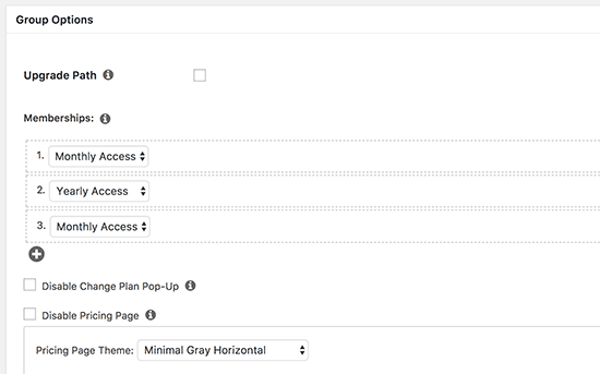 Group options Group options