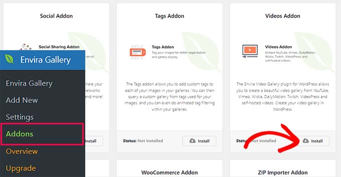Instalează addon-ul Videos