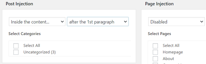 Auto insert ads into posts and pages post injection
