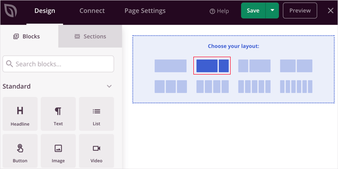 Choosing a layout with a sidebar in SeedProd Choosing a layout with a sidebar in SeedProd