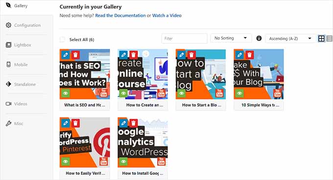 Editați detaliile video făcând clic pe pictograma creionului deasupra fiecărei miniaturi