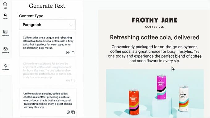 Generating Text With AI in MailChimp