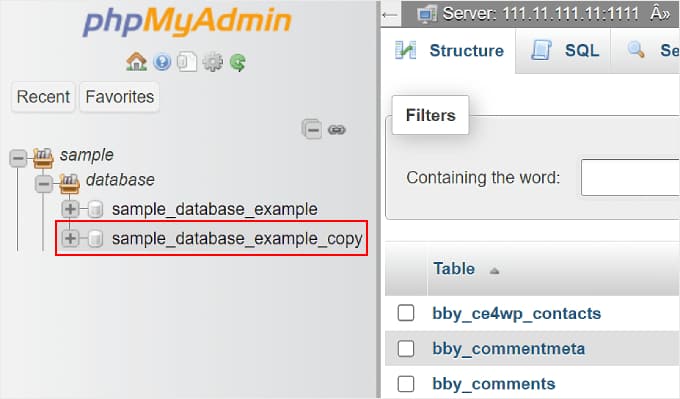 Navigating to a newly duplicated database on phpMyAdmin Navigating to a newly duplicated database on phpMyAdmin