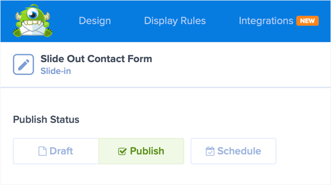 Changing the Publish Status in OptinMonster