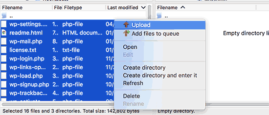 Téléverser les fichiers WordPress vers le domaine racine